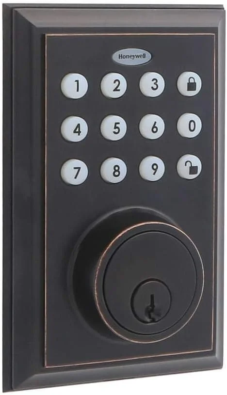 Honeywell Safes & Door Locks BLE Electronic Entry Deadbolt with Keypad, Square Faceplate, Oil Rubbed Bronze