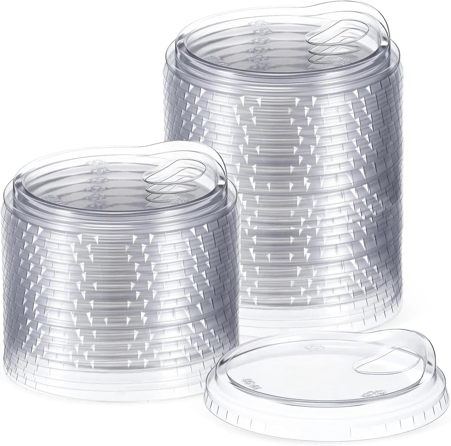 50 Pcs Clear Strawless Plastic Lids Fits for 12, 16, 20 and 24 oz Cups Disposable PET Sipper Cup Lids for Iced Coffee Milkshake Party Supplies (Transparent,90mm)